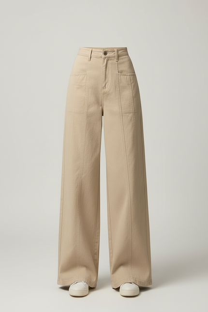Pantalon Jean Beige Femme - vue 3