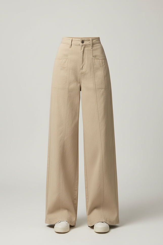 Pantalon Jean Beige Femme - vue 3
