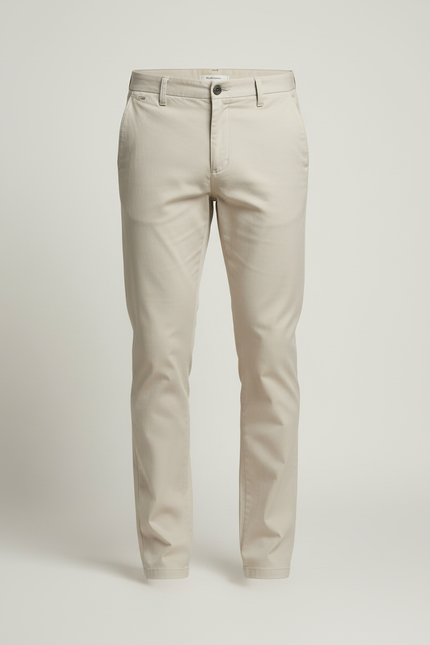Pantalon Beige Coton Droit Homme Élégant Décontracté - Gabardine - vue 3