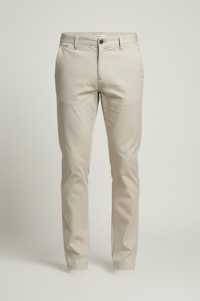Pantalon Beige Coton Droit Homme Élégant Décontracté - Gabardine - vue 3