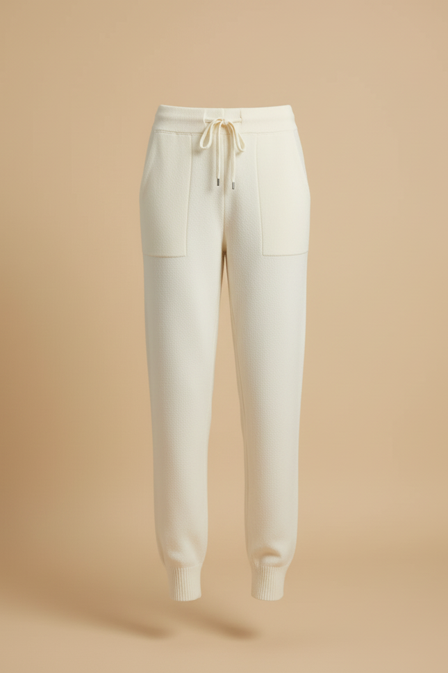 Pantalon Beige Tricoté Ample Doux Cordon Femme - Maille - vue 3