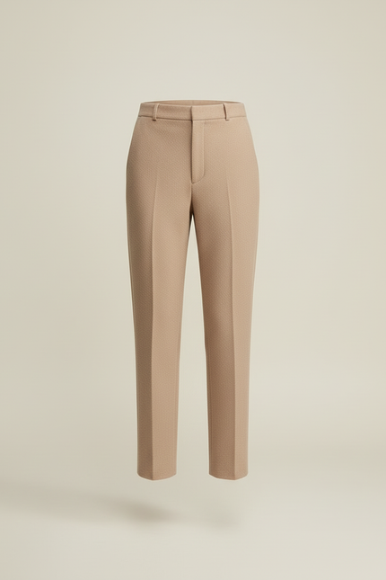 Pantalon Beige Droit Laine Mélangée Élégant - vue 3