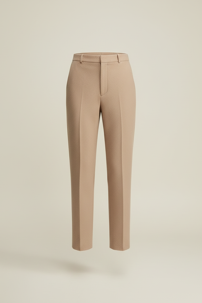 Pantalon Beige Droit Laine Mélangée Élégant - vue 3