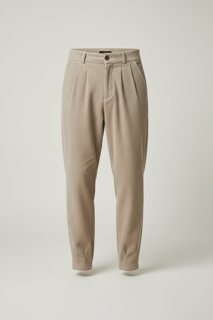 Pantalon Beige Côtelé Ample Plissé Homme - Cordé - vue 3
