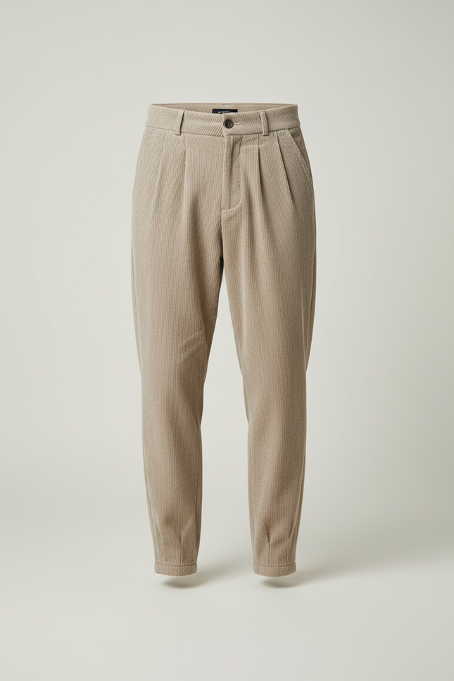 Pantalon Beige Côtelé Ample Plissé Homme - Cordé - vue 3