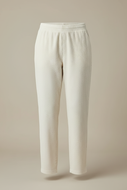 Pantalon Beige Côtelé Droit Ample Décontracté Femme - Cordé - vue 3