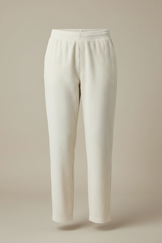 Pantalon Beige Côtelé Droit Ample Décontracté Femme - Cordé - vue 3