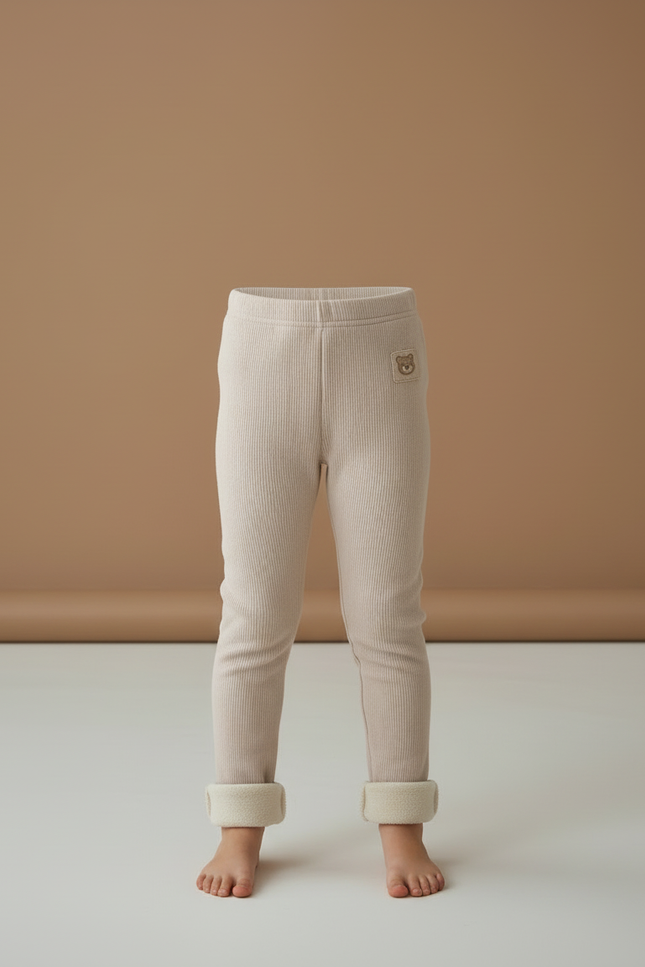 Pantalon Beige Côtelé Doublé Élastique Enfant Doux - Molleton - vue 3