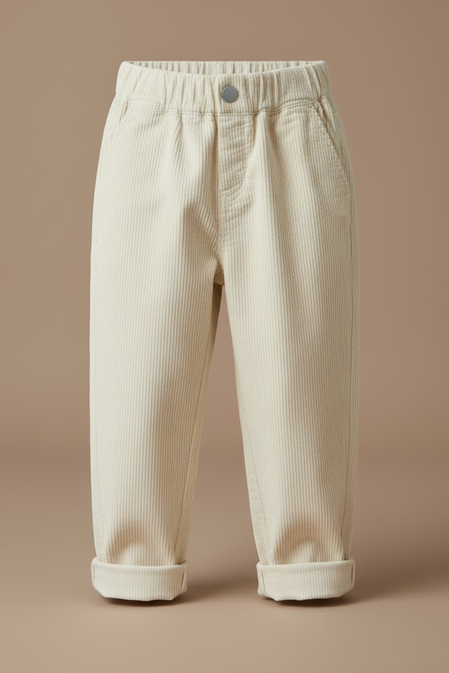 Pantalon Beige Corduroy Ample Décontracté Enfant - Cordé - vue 3