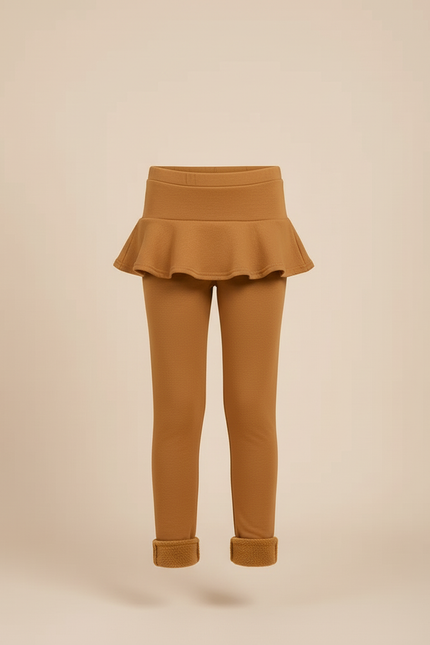 Pantalon Beige Chaud Doux Doublé Polaire Jupe-culotte Enfant - Camel Molleton - vue 3