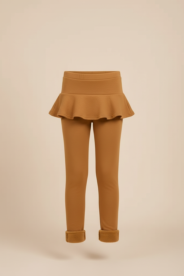 Pantalon Beige Chaud Doux Doublé Polaire Jupe-culotte Enfant - Camel Molleton - vue 3