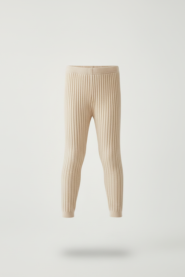 Pantalon Beige Côtelé Tricoté Slim Enfant - Maille - vue 3