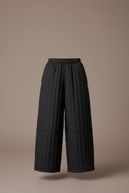 Pantalon Beige Matelassé Noir Enfant Chaud Ample - Polyester - vue 2