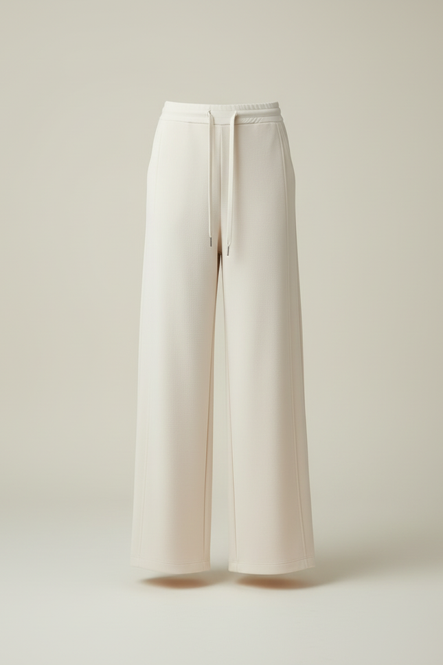 Pantalon Beige Fluide Ample Cordon Élégant - Maille - vue 3