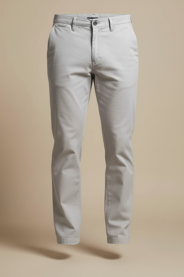Pantalon Beige Coton Slim Fit Homme Décontracté - Gris - vue 3
