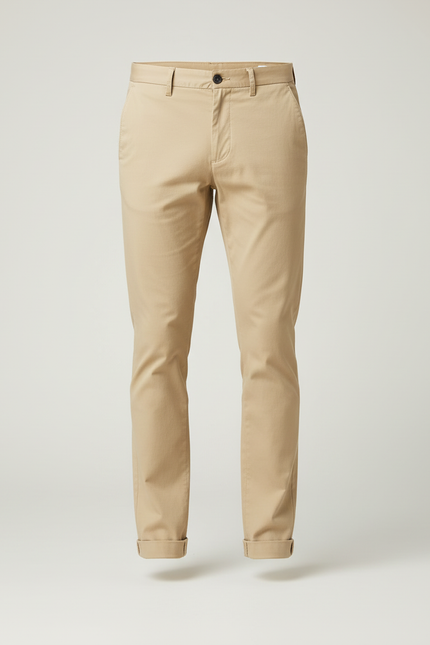 Pantalon Beige Homme Chino Coton Slim Fit Décontracté - Gabardine - vue 3