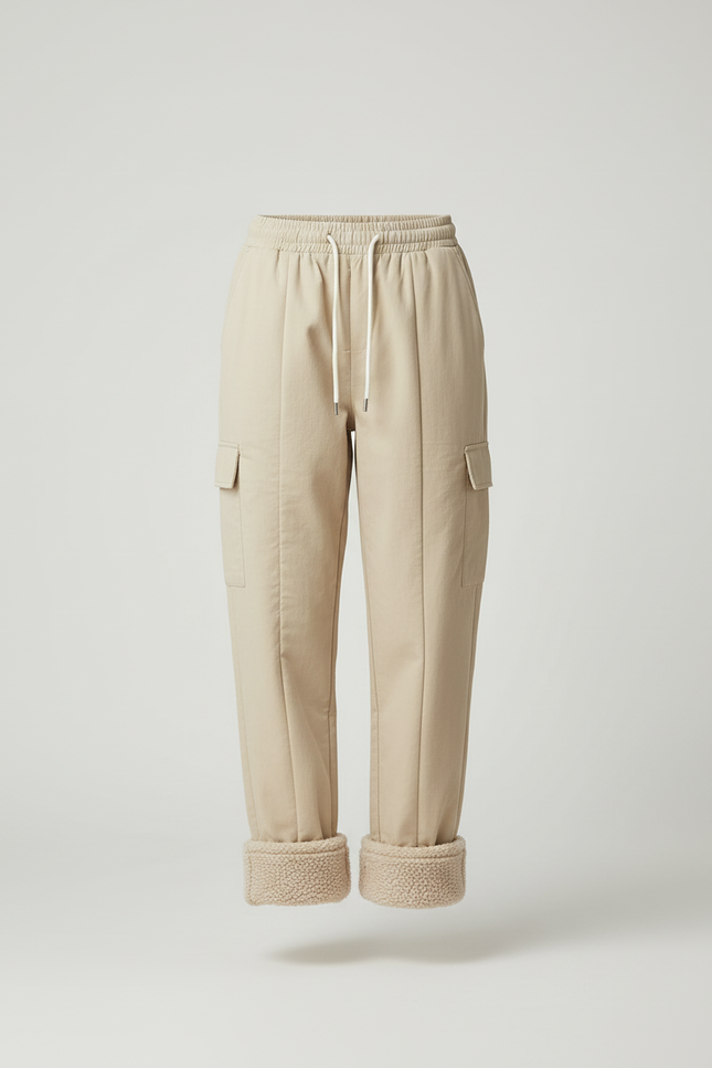 Pantalon Beige Cargo Molletonné Ample Confortable Femme - vue 3