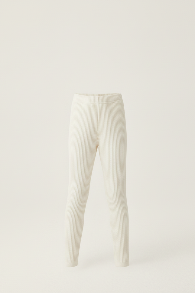 Pantalon Beige Côtelé Élastique Fille Confortable - Maille - vue 3