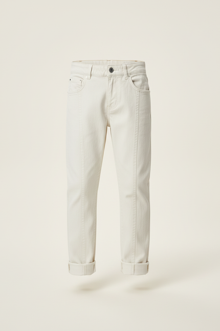 Pantalon Beige Coton Décontracté Garçon Slim Uni - vue 3