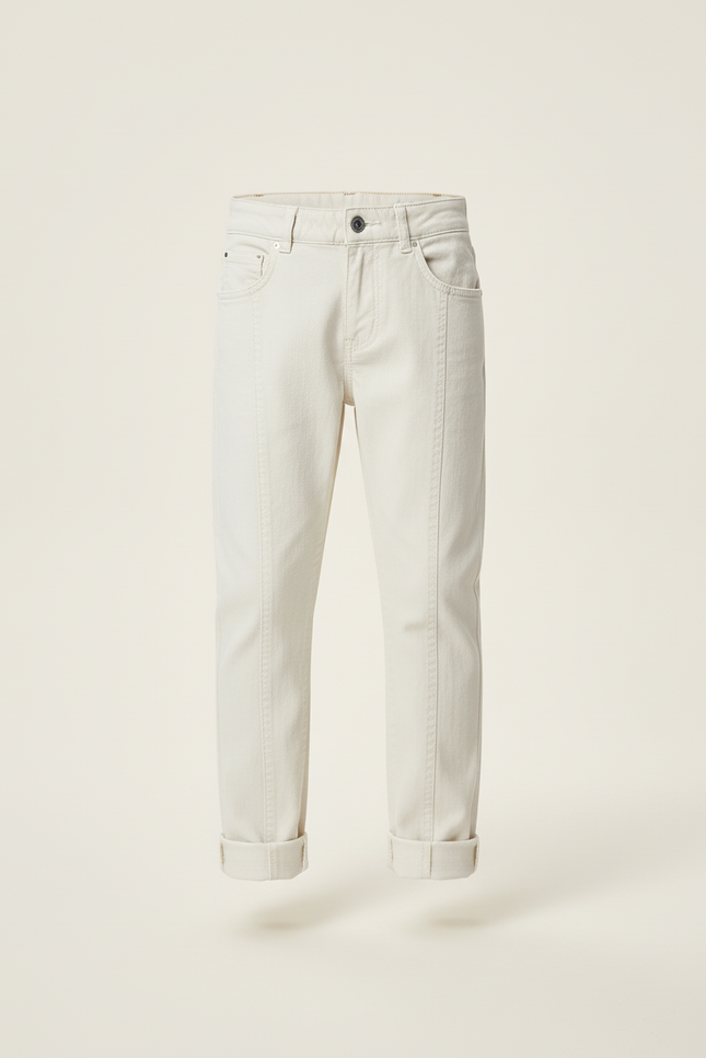 Pantalon Beige Coton Décontracté Garçon Slim Uni - vue 3