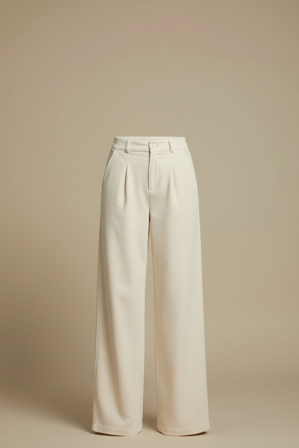 Pantalon Beige Côtelé Ample Décontracté Fluide Chic - Cordé - vue 3