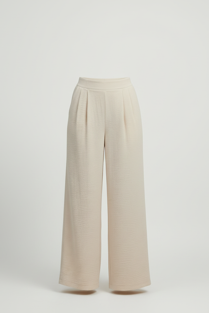 Pantalon Beige Fluide Plissé Ample Décontracté Femme - Polyester - vue 3