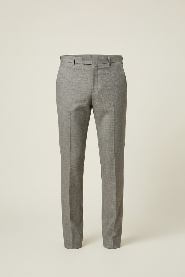 Pantalon Beige Homme Droit Élégant Tissé Fin - Gris Laine - vue 3