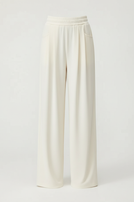 Pantalon Beige Droit Ample Élastique Simple - Viscose - vue 3