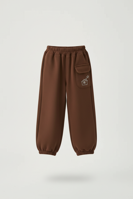 Pantalon Beige Molletonné Ample Décontracté Maison Enfant - Marron - vue 3