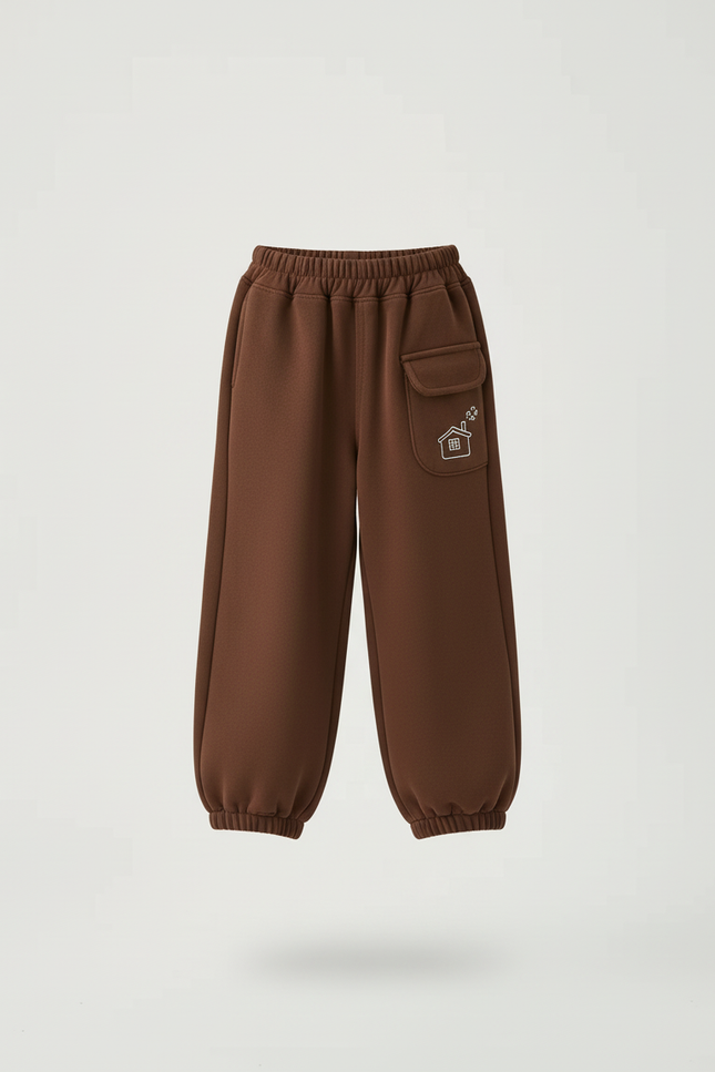 Pantalon Beige Molletonné Ample Décontracté Maison Enfant - Marron - vue 3