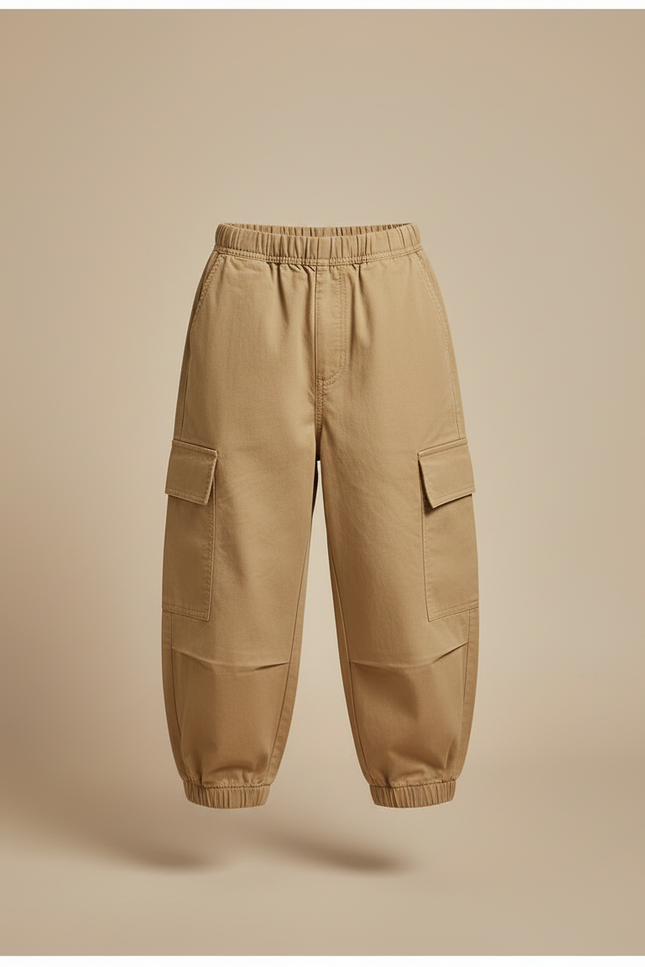 Pantalon Beige Cargo Ample Enfant Décontracté Multipoches - Gabardine - vue 3