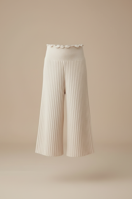 Pantalon Cropped Beige - Maille - vue 3