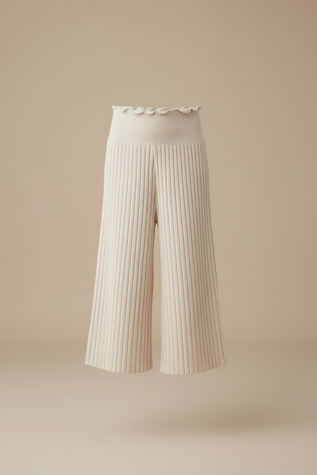 Pantalon Cropped Beige - Maille - vue 3