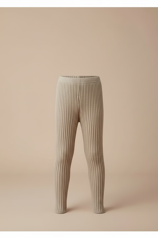Pantalon Beige Côtelé Tricoté Élastique Confortable Garçon - Maille - vue 3