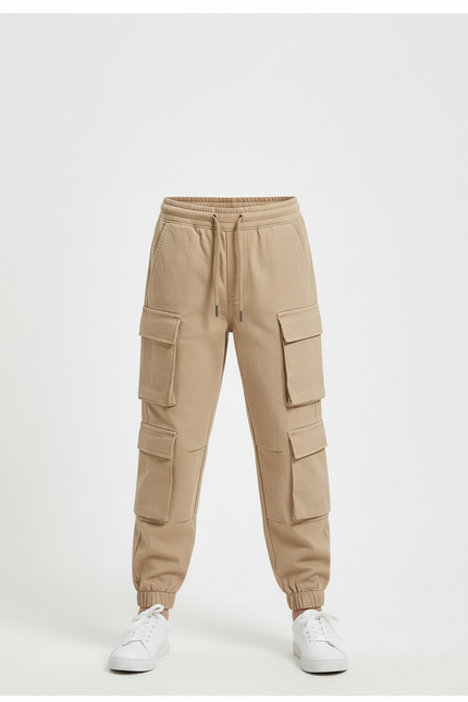 Pantalon Beige Cargo Coton Décontracté Multipoches Enfant - vue 3