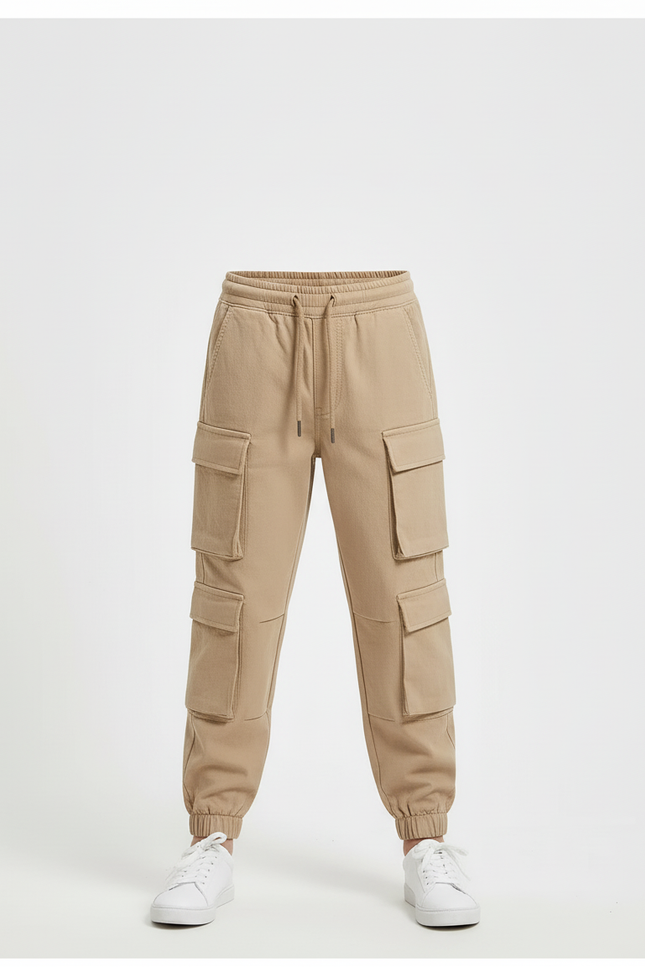 Pantalon Beige Cargo Coton Décontracté Multipoches Enfant - vue 3