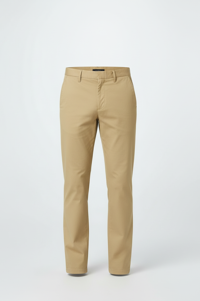 Pantalon Beige Droit Coton Décontracté Élégant Homme - vue 3