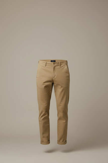 Pantalon Beige Chino Homme Décontracté Ajusté - Coton - vue 3