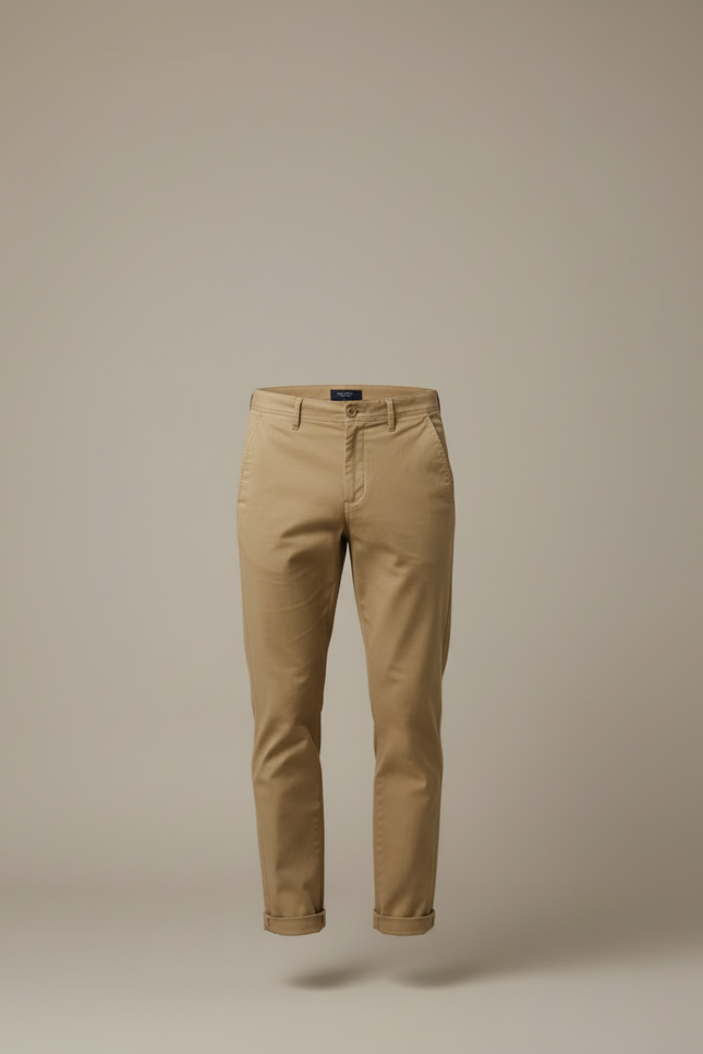 Pantalon Beige Chino Homme Décontracté Ajusté - Coton - vue 3
