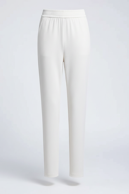 Pantalon Beige Fluide Décontracté Taille Haute - Maille - vue 3