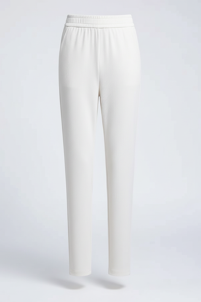 Pantalon Beige Fluide Décontracté Taille Haute - Maille - vue 3