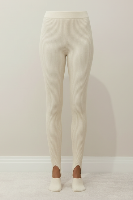 Pantalon Fuseau Beige - Maille - vue 3