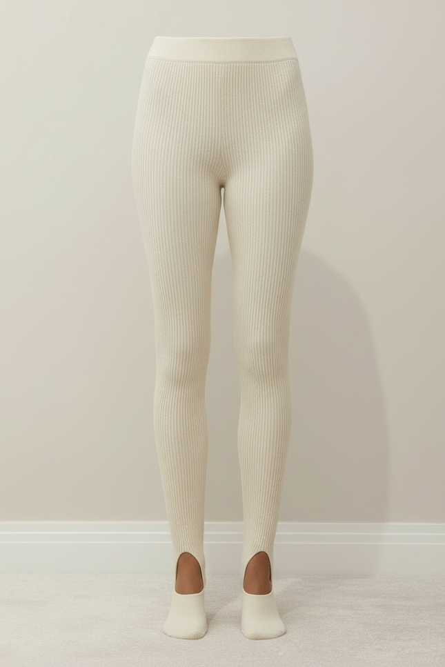 Pantalon Fuseau Beige - Maille - vue 3
