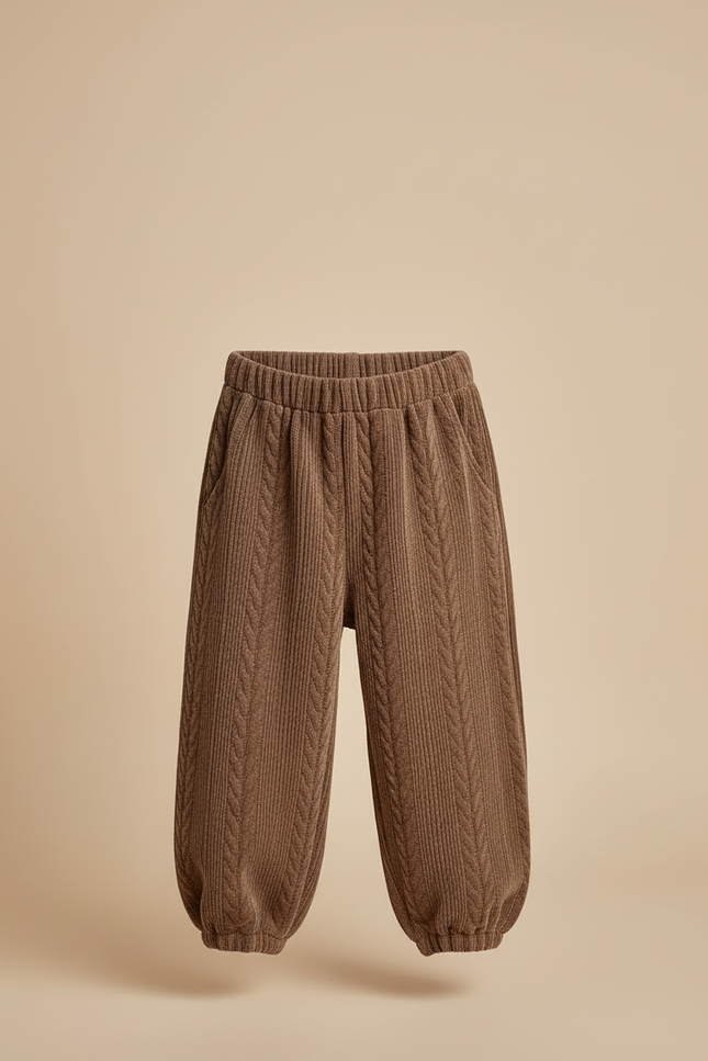 Pantalon Beige Côtelé Ample Garçon Hiver - Marron Maille - vue 3