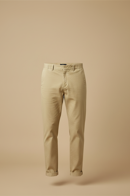 Pantalon Beige Chino Droit Décontracté Homme Coton - vue 3