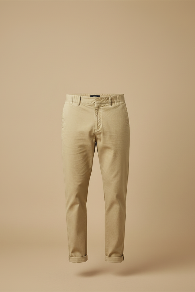 Pantalon Beige Chino Droit Décontracté Homme Coton - vue 3