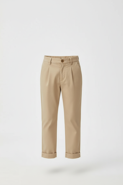 Pantalon Beige Droit Coton Élégant Garçon Pli - vue 3