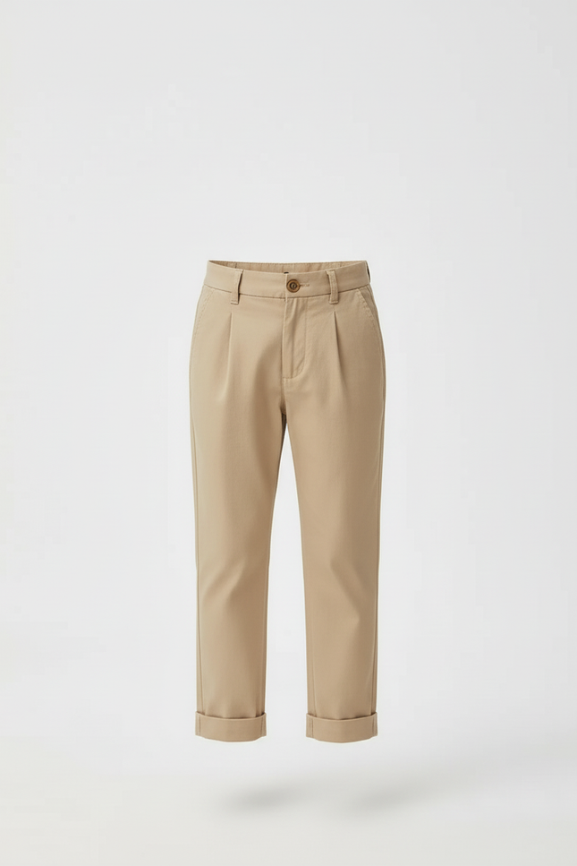 Pantalon Beige Droit Coton Élégant Garçon Pli - vue 3