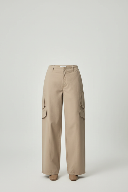 Pantalon Beige Cargo Ample Décontracté Femme - Gabardine - vue 3