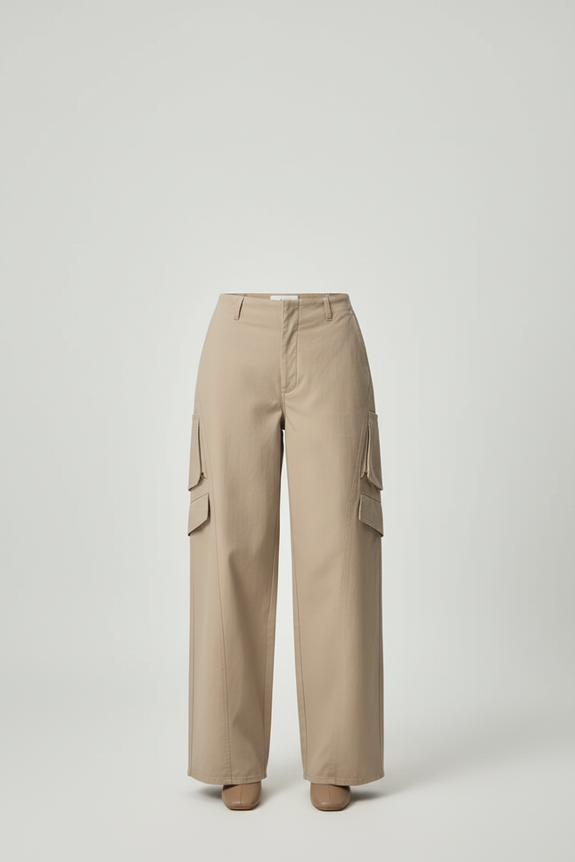 Pantalon Beige Cargo Ample Décontracté Femme - Gabardine - vue 3